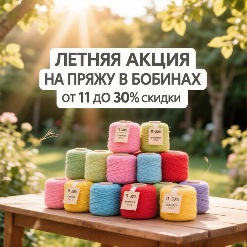 Продолжаем летнюю акцию с пряжей на бобинах,с 20.06 по 30.06 включительно